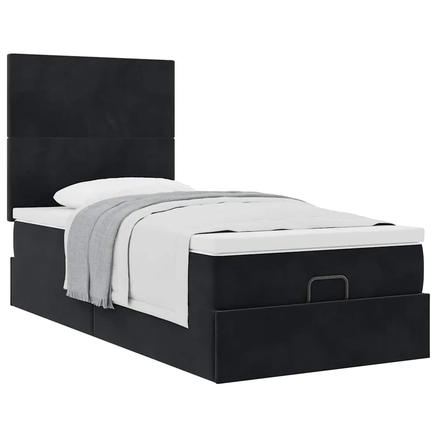 Cadre de lit ottoman avec matelas noir 90x200 cm velours - 5