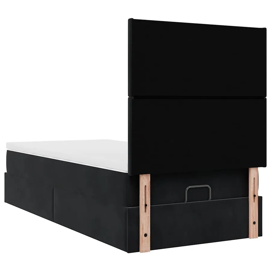 Cadre de lit ottoman avec matelas noir 90x200 cm velours - 9