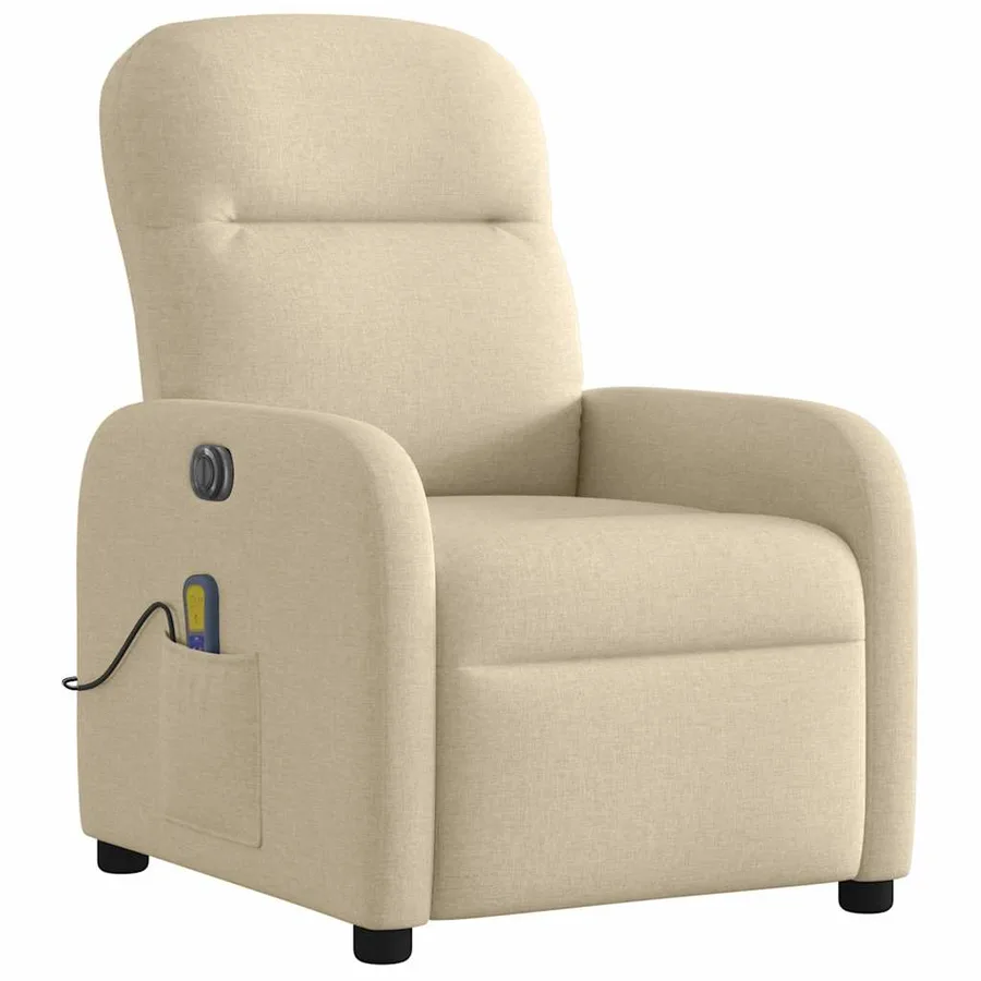 Fauteuil inclinable de massage électrique crème tissu - 4