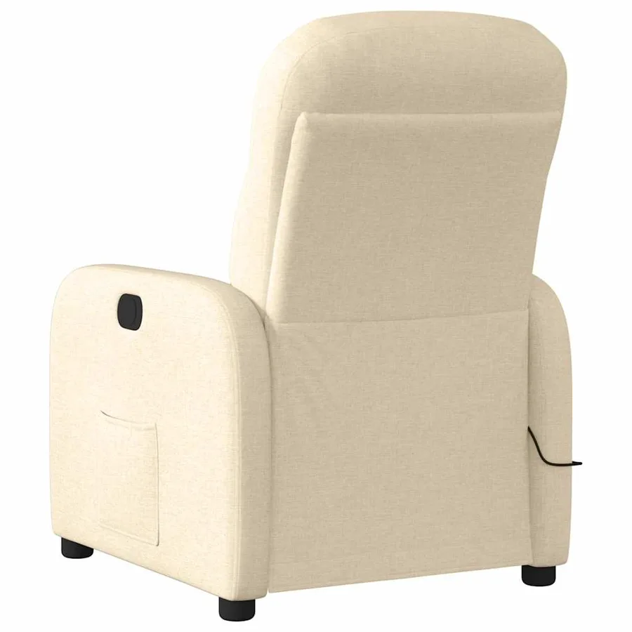 Fauteuil inclinable de massage électrique crème tissu - 7