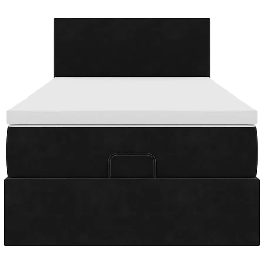Cadre de lit ottoman avec matelas noir 90x200 cm velours - 6