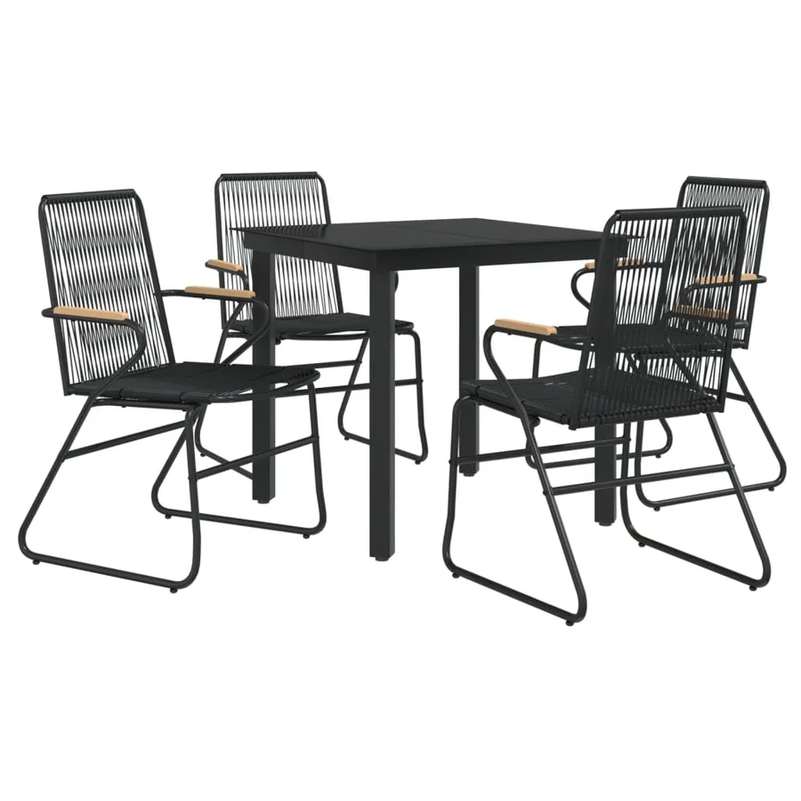 Ensemble à manger de jardin 5 pcs Noir Rotin PVC - 3