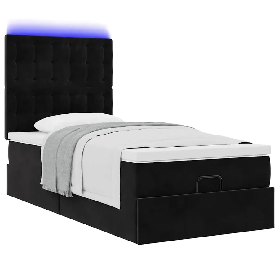 Cadre de lit ottoman avec matelas noir 90x200 cm velours - 6