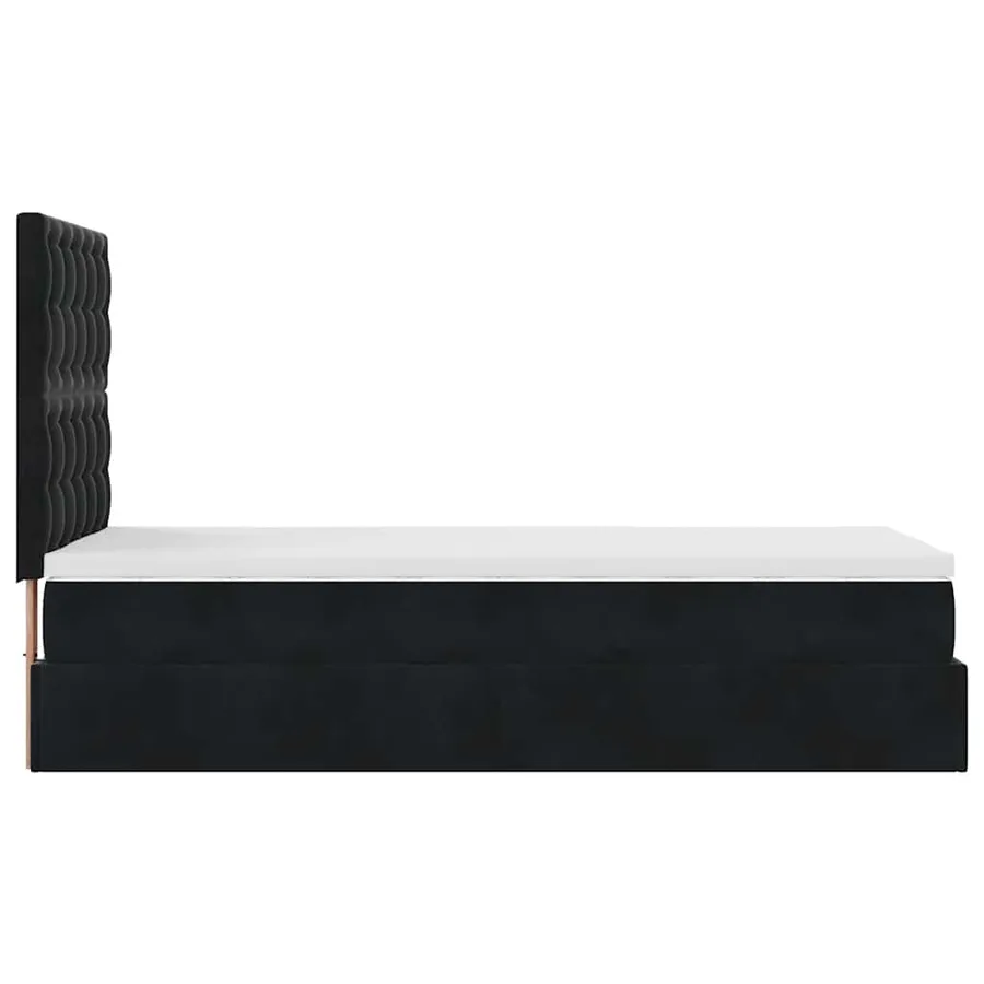 Cadre de lit ottoman avec matelas noir 90x200 cm velours - 9