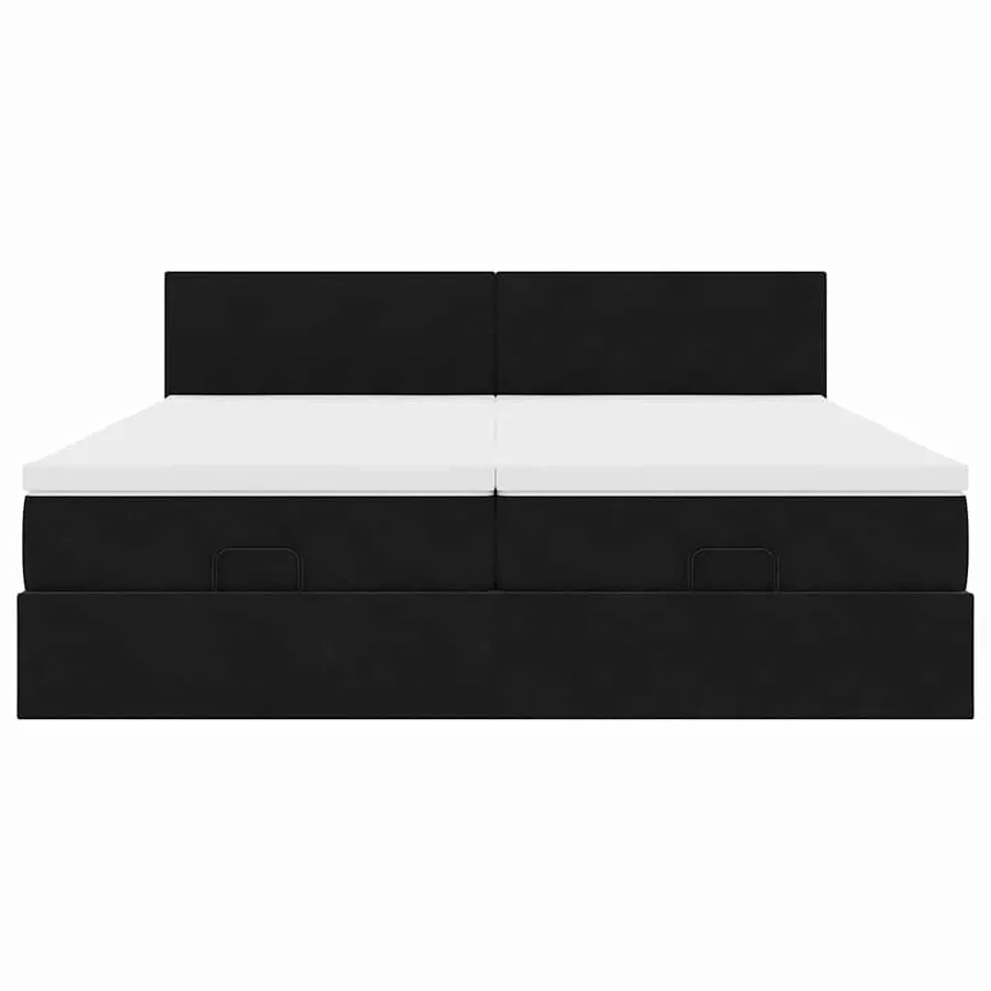 Cadre de lit ottoman avec matelas noir 180x200cm velours - 8