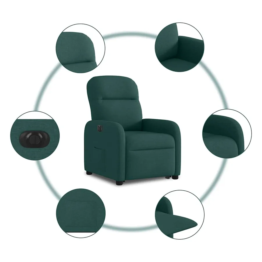 Fauteuil inclinable électrique vert foncé tissu - 11