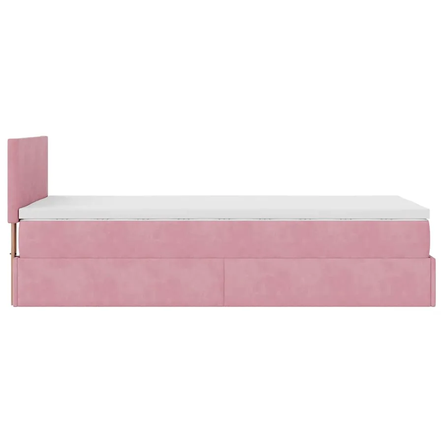 Cadre de lit ottoman avec matelas rose 90x200 cm velours - 10
