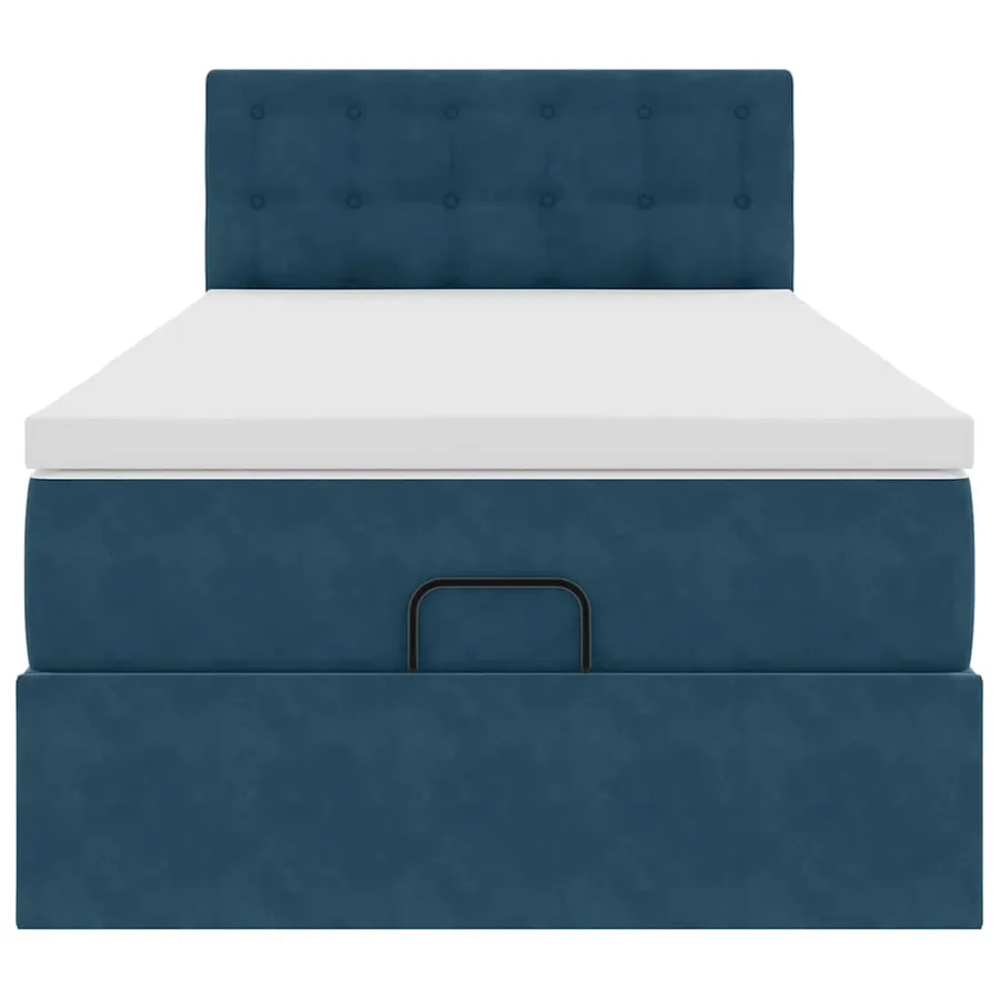 Cadre de lit ottoman avec matelas bleu foncé 90x200 cm velours - 7