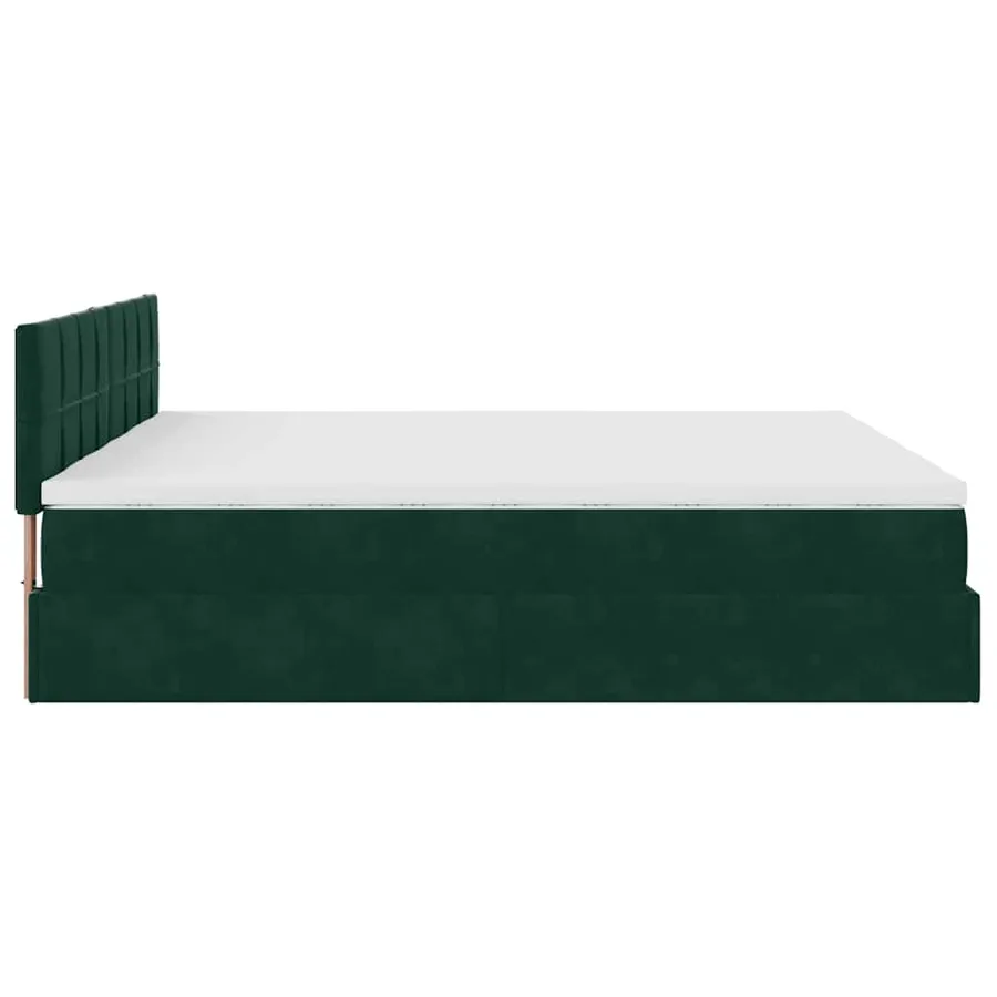 Cadre de lit ottoman avec matelas vert foncé 200x200 cm velours - 11