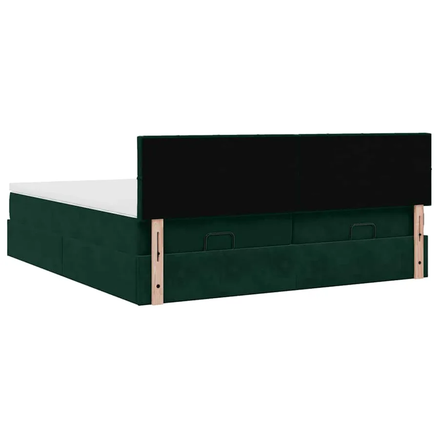 Cadre de lit ottoman avec matelas vert foncé 200x200 cm velours - 12