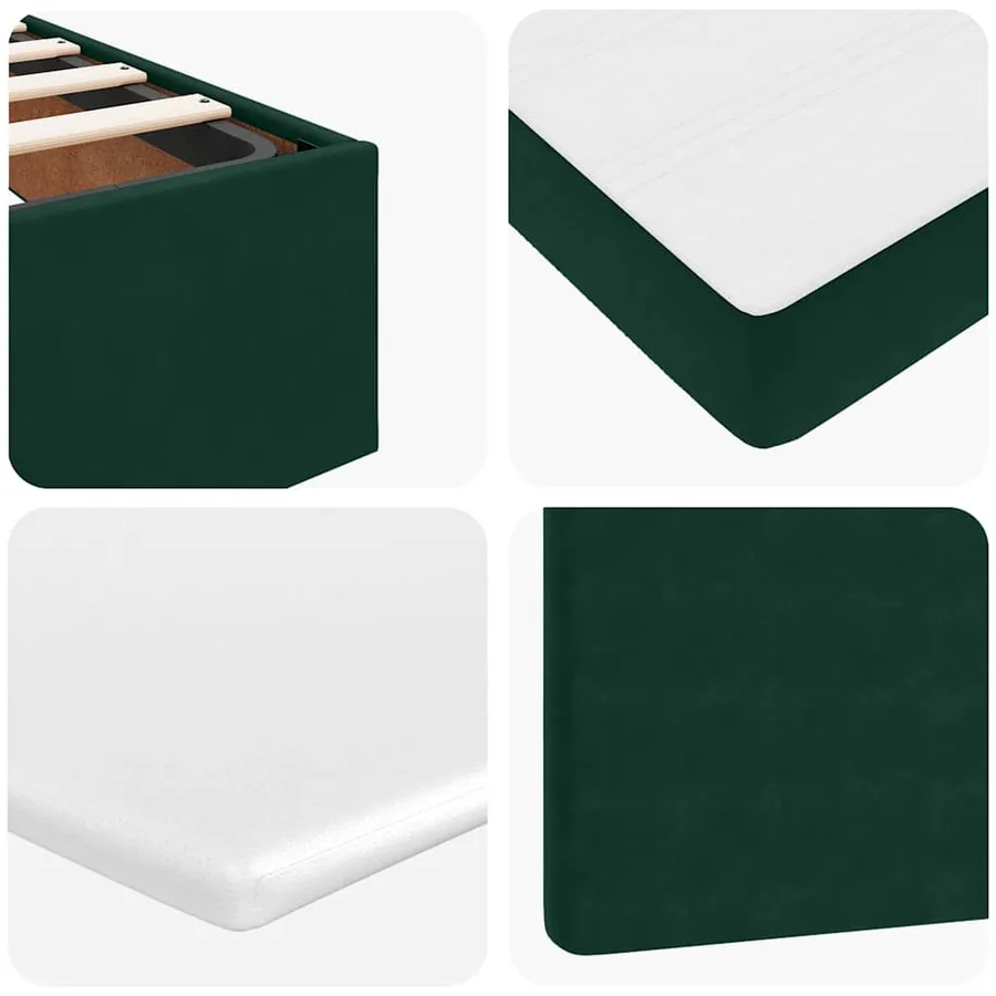 Cadre de lit ottoman avec matelas vert foncé 100x200 cm velours - 13
