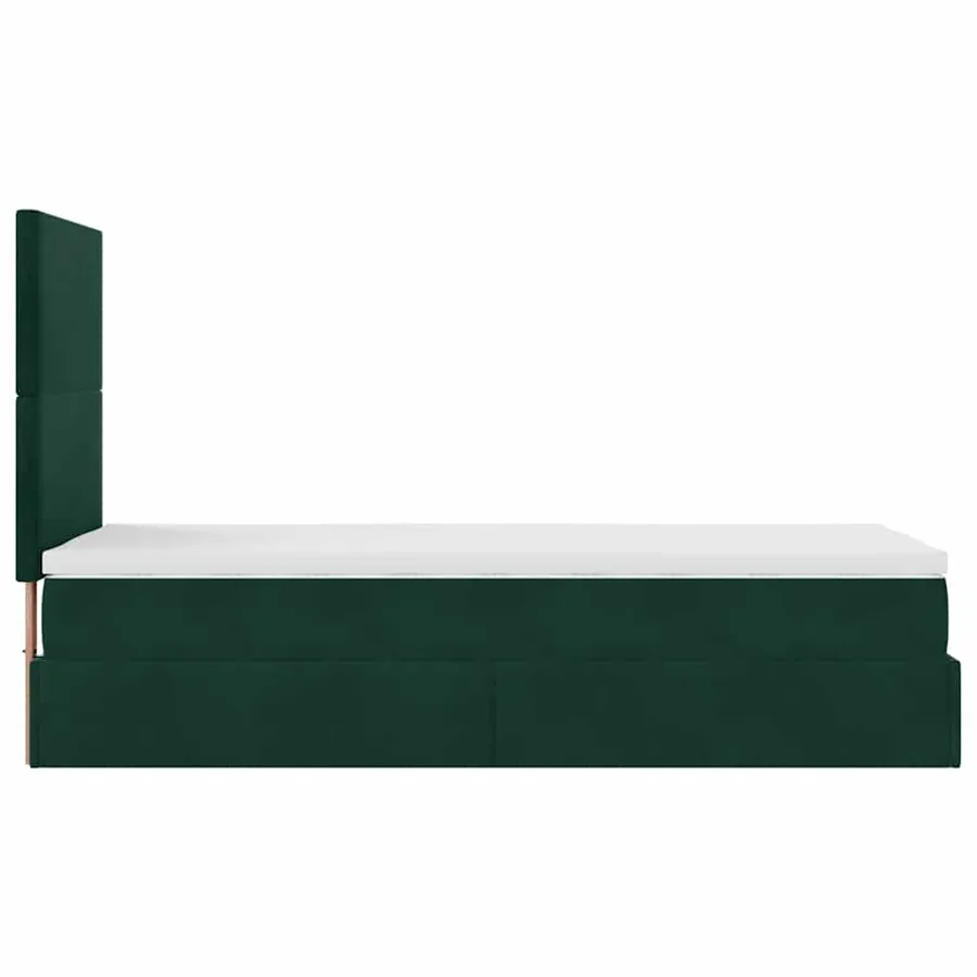 Cadre de lit ottoman avec matelas vert foncé 100x200 cm velours - 8