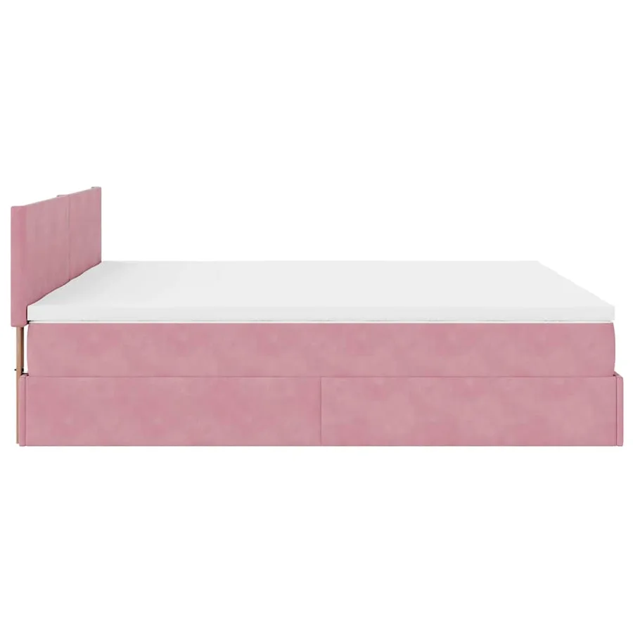 Cadre de lit ottoman avec matelas rose 180x200 cm velours - 10