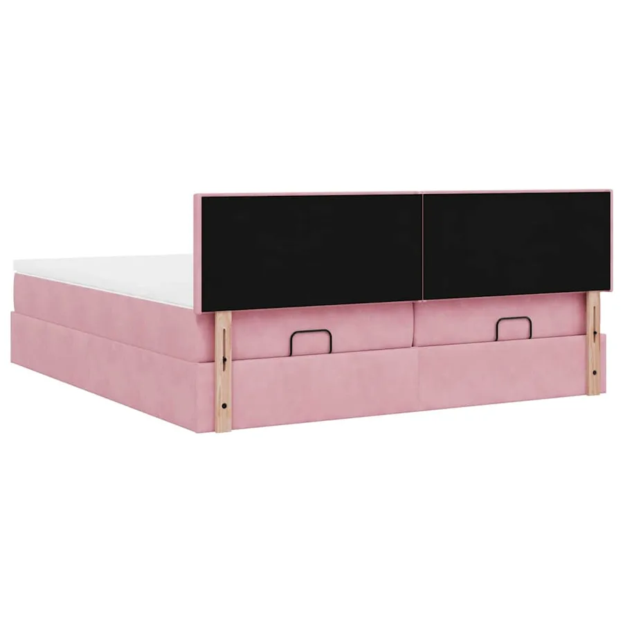 Cadre de lit ottoman avec matelas rose 180x200 cm velours - 11