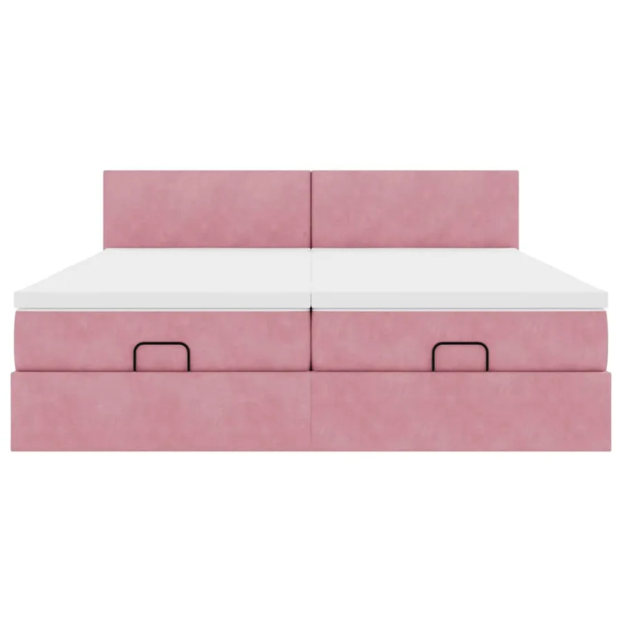 Cadre de lit ottoman avec matelas rose 180x200 cm velours - 7