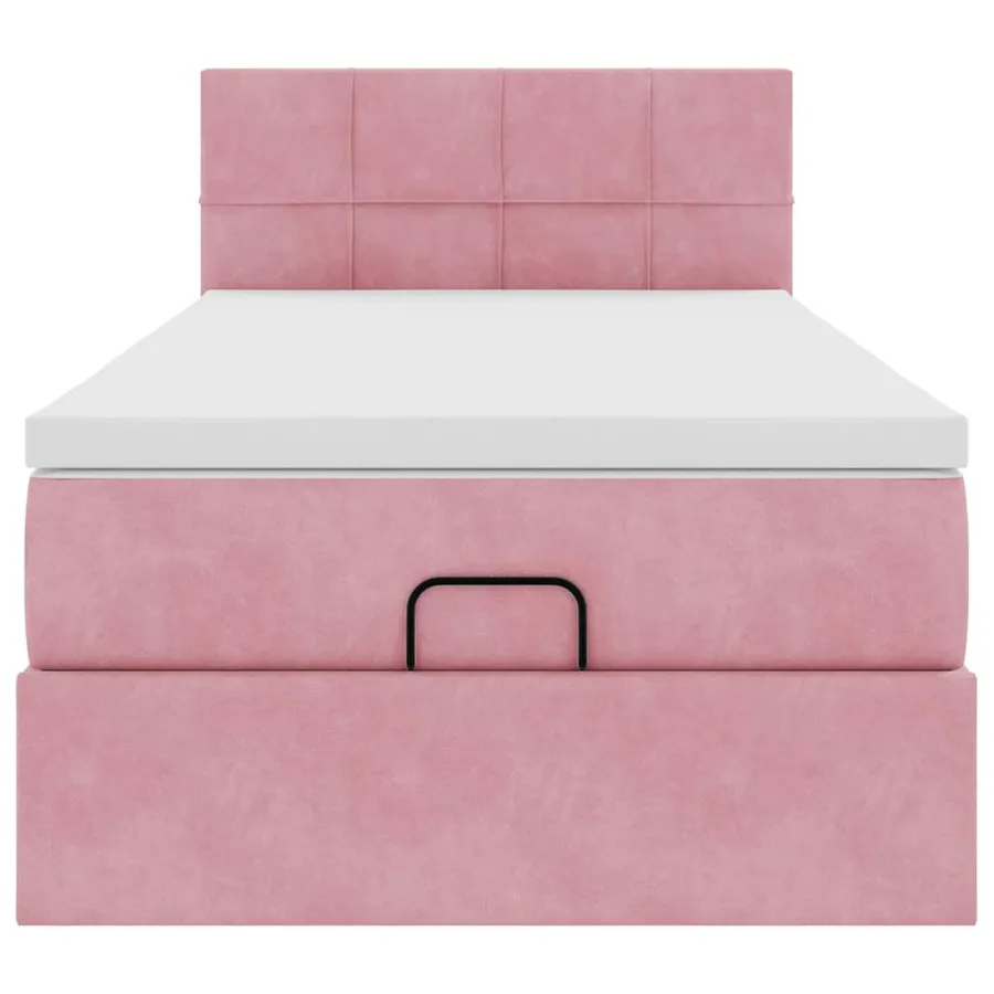Cadre de lit ottoman avec matelas rose 90x200 cm velours - 6