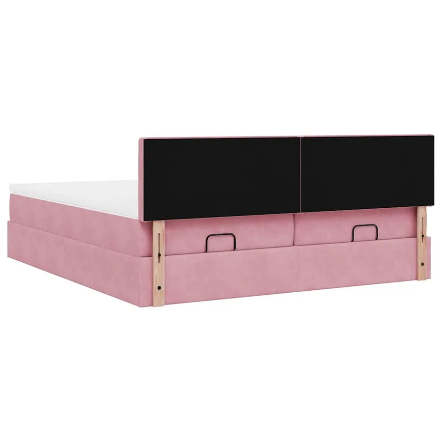 Cadre de lit ottoman avec matelas rose 180x200 cm velours - 12