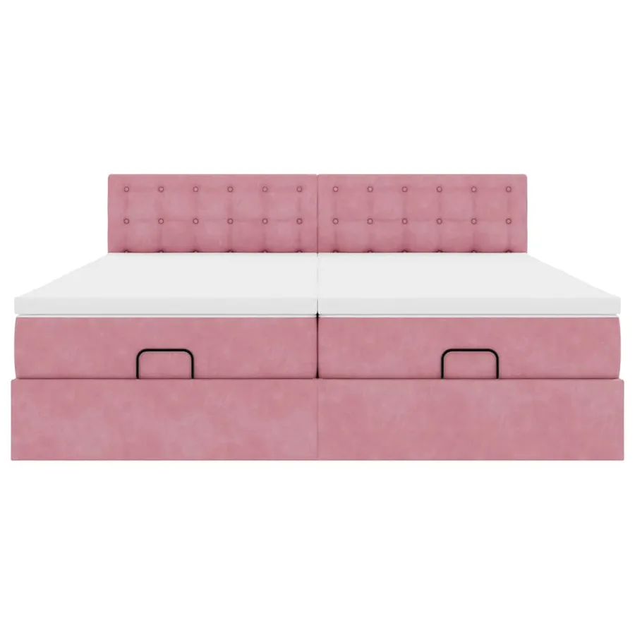 Cadre de lit ottoman avec matelas rose 180x200 cm velours - 8