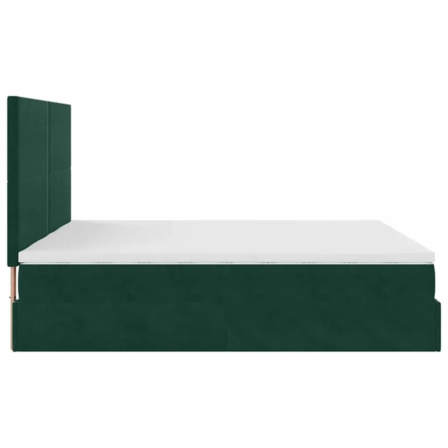 Cadre de lit ottoman avec matelas vert foncé 200x200 cm velours - 8
