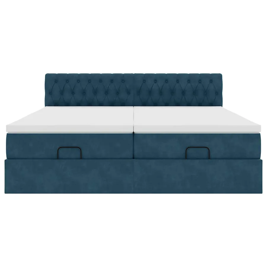 Cadre de lit ottoman avec matelas bleu foncé 180x200 cm velours - 7