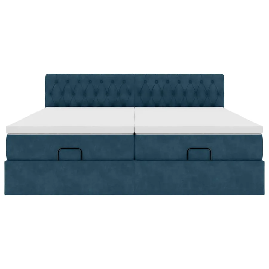 Cadre de lit ottoman avec matelas bleu foncé 180x200 cm velours - 8