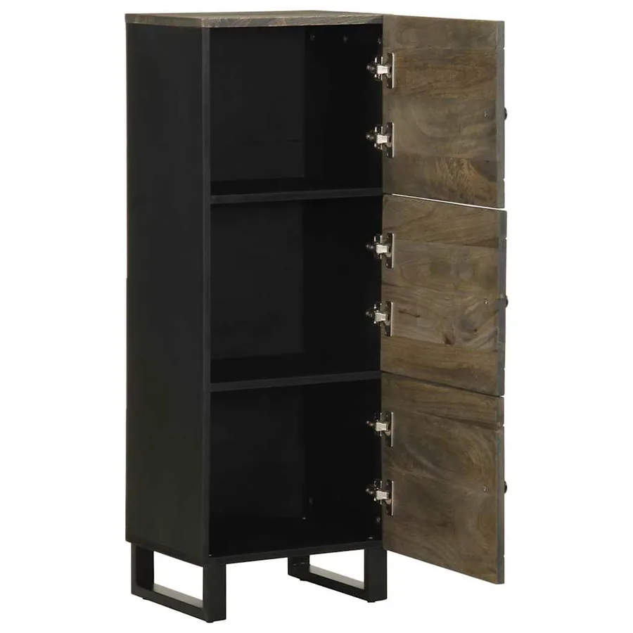 Buffet noir 40x33x110 cm bois de manguier massif - 2