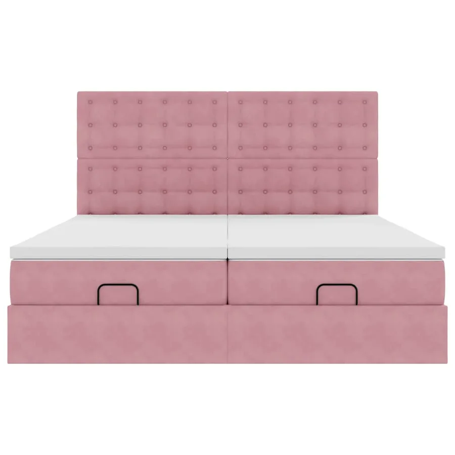 Cadre de lit ottoman avec matelas rose 180x200 cm velours - 8