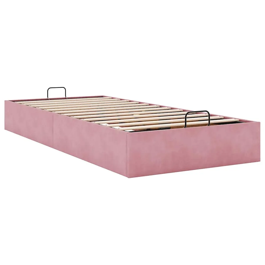 Cadre de lit ottoman sans matelas rose 90x200 cm velours - 6