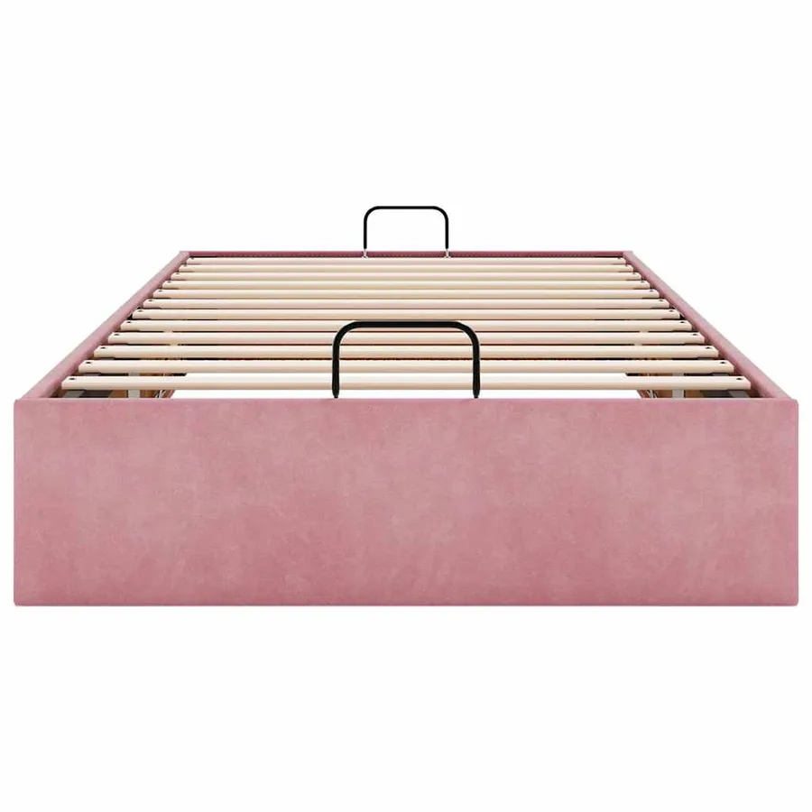 Cadre de lit ottoman sans matelas rose 90x200 cm velours - 7