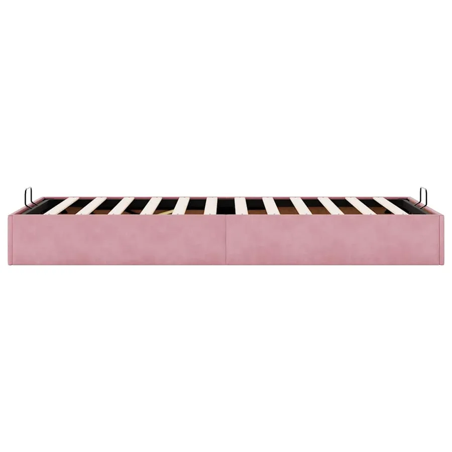 Cadre de lit ottoman sans matelas rose 90x200 cm velours - 8