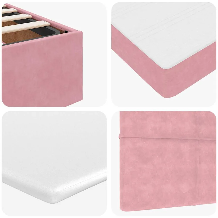 Cadre de lit ottoman avec matelas rose 90x200 cm velours - 14