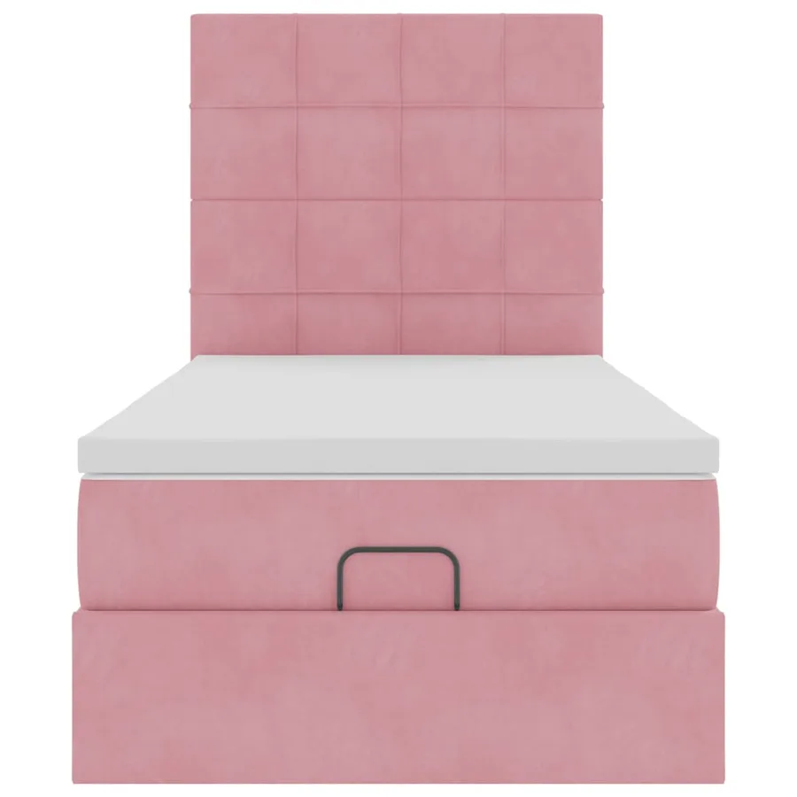 Cadre de lit ottoman avec matelas rose 90x200 cm velours - 7