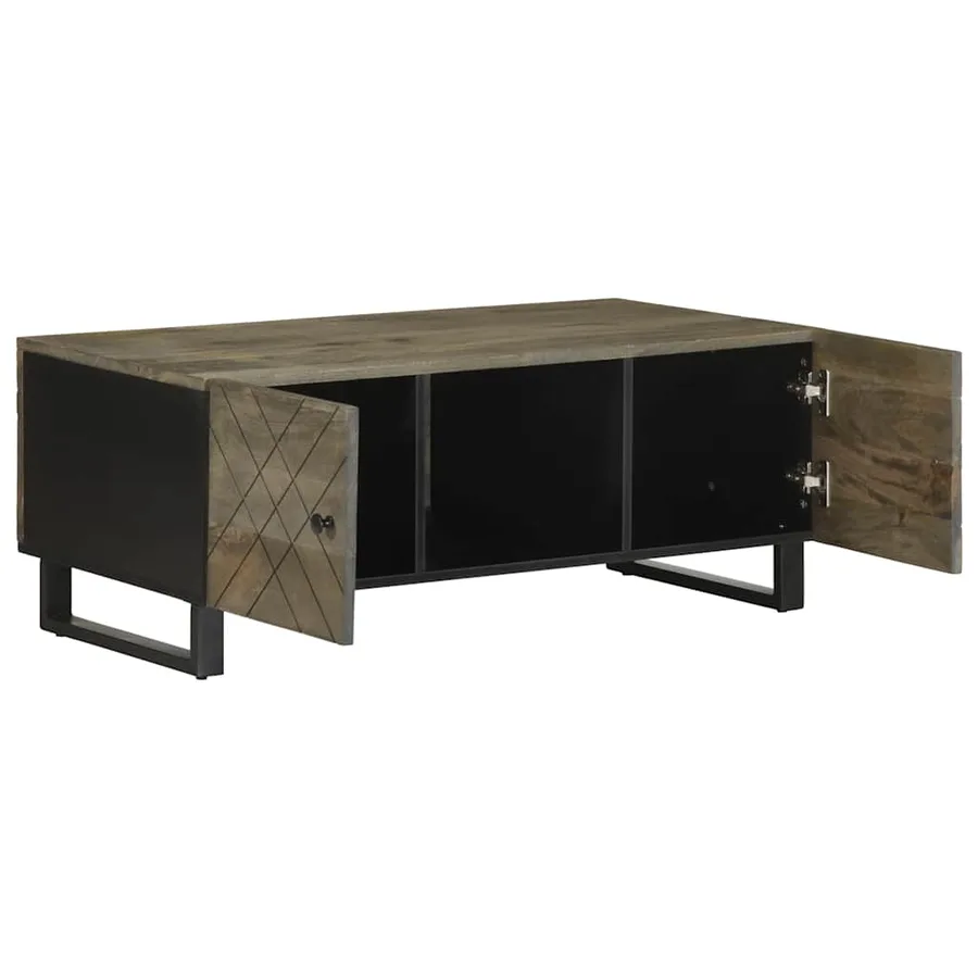 Table basse noir 100x54x40 cm bois massif de manguier - 2