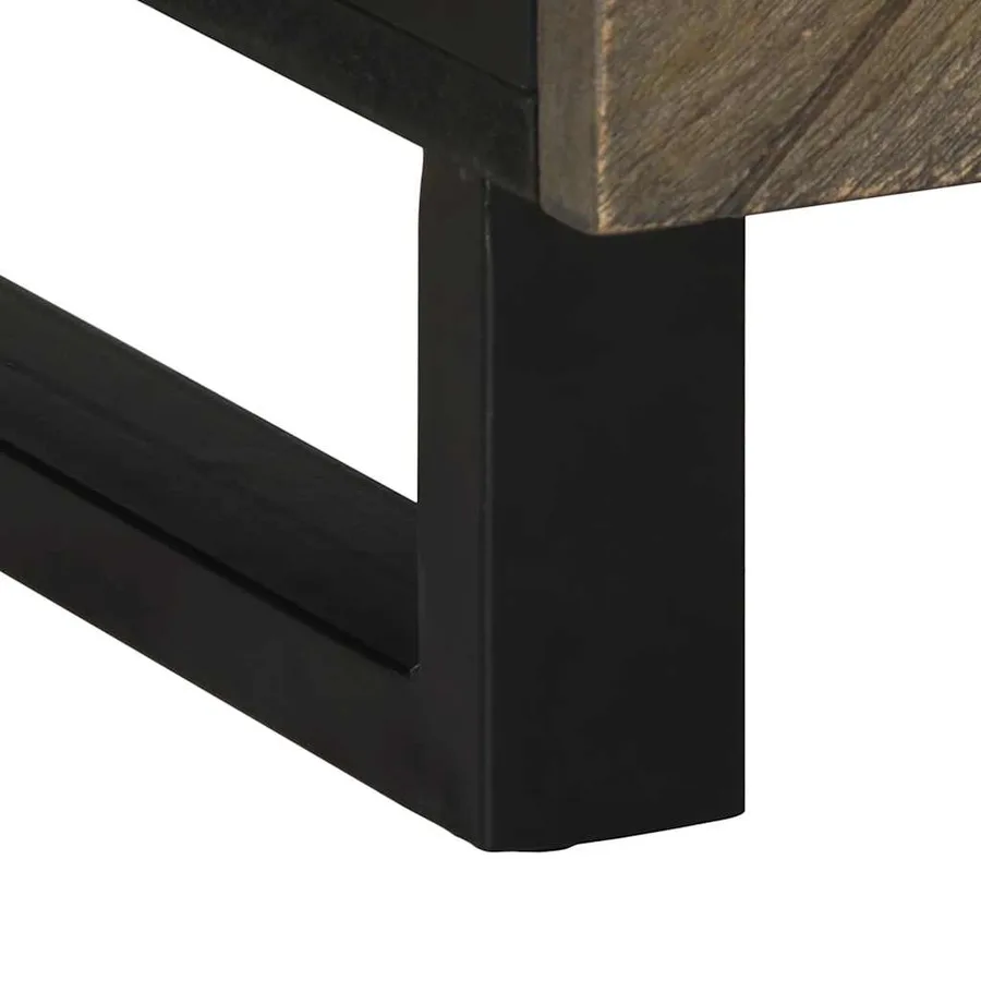 Table basse noir 100x54x40 cm bois massif de manguier - 8