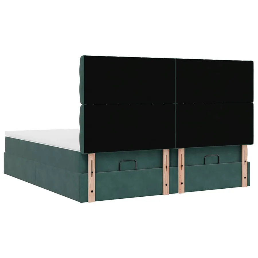 Cadre de lit ottoman avec matelas vert foncé 200x200 cm velours - 10