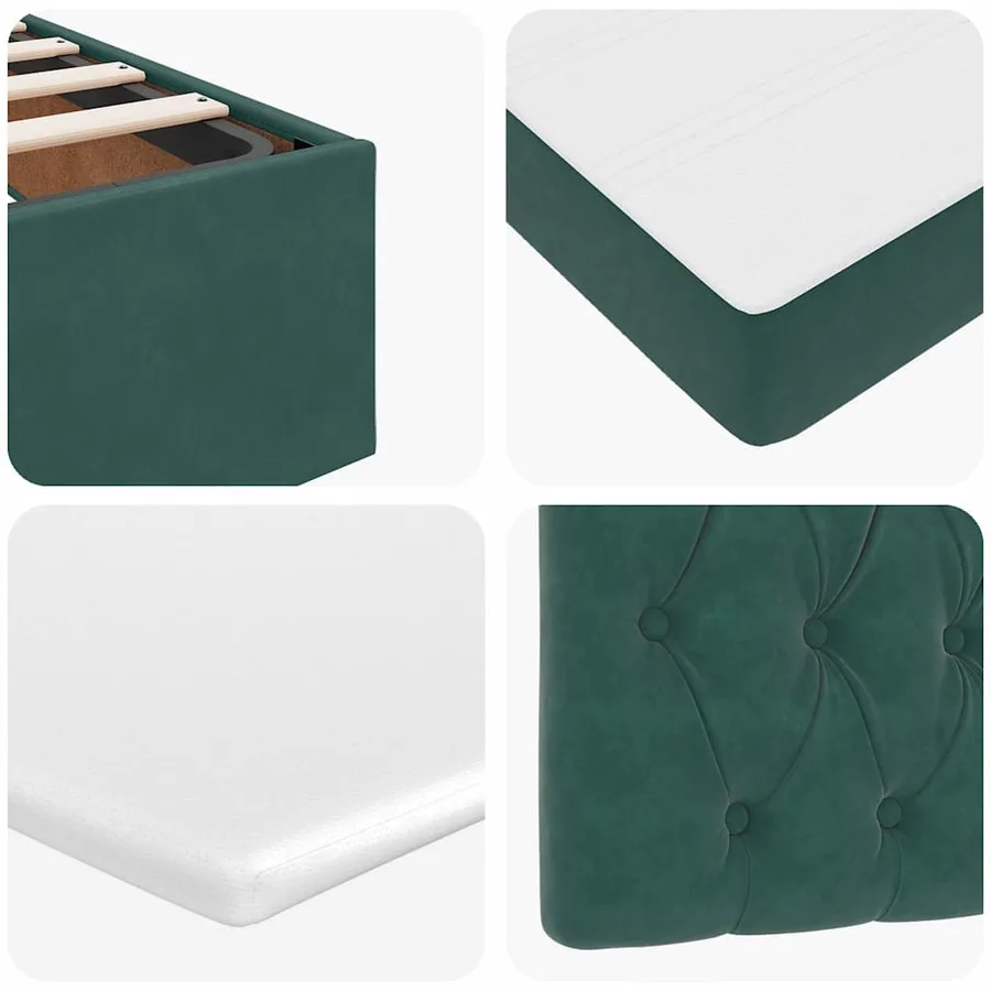 Cadre de lit ottoman avec matelas vert foncé 200x200 cm velours - 14