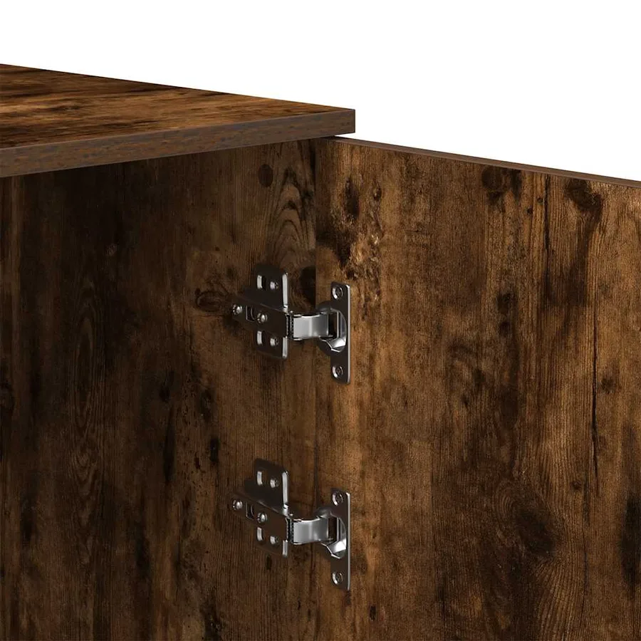Armoire de rangement chêne fumé 40x45x103,5cm bois d'ingénierie - 9