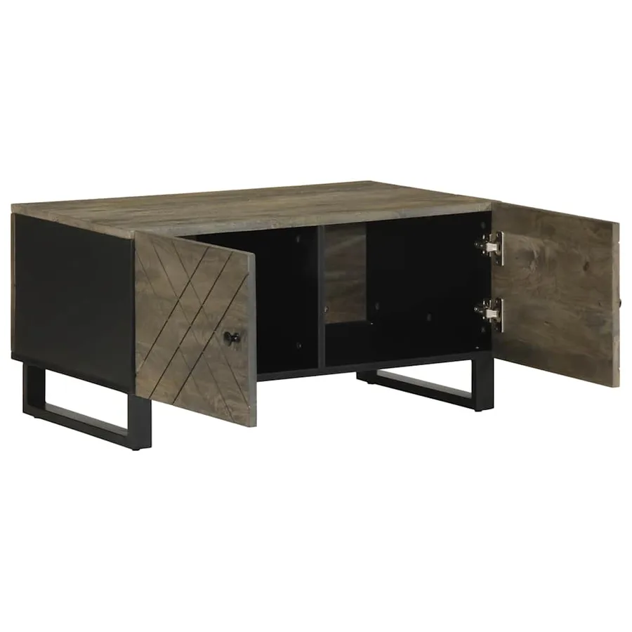 Table basse noir 80x50x40 cm bois massif de manguier - 2