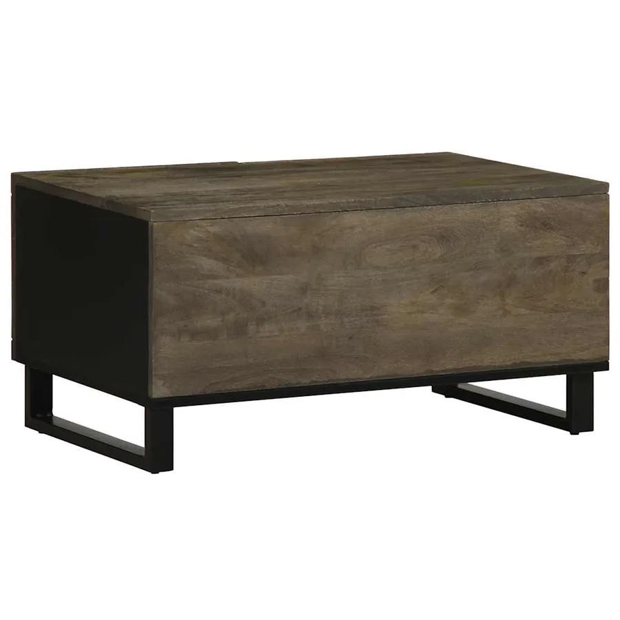 Table basse noir 80x50x40 cm bois massif de manguier - 5