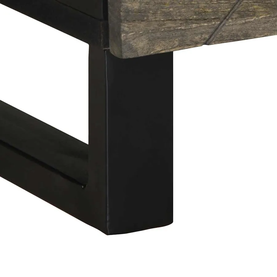 Table basse noir 80x50x40 cm bois massif de manguier - 8