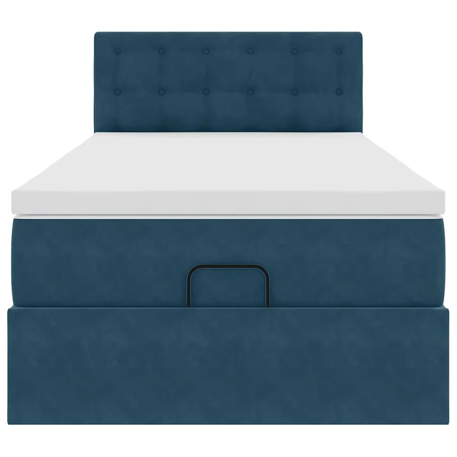 Cadre de lit ottoman avec matelas bleu foncé 100x200 cm velours - 8