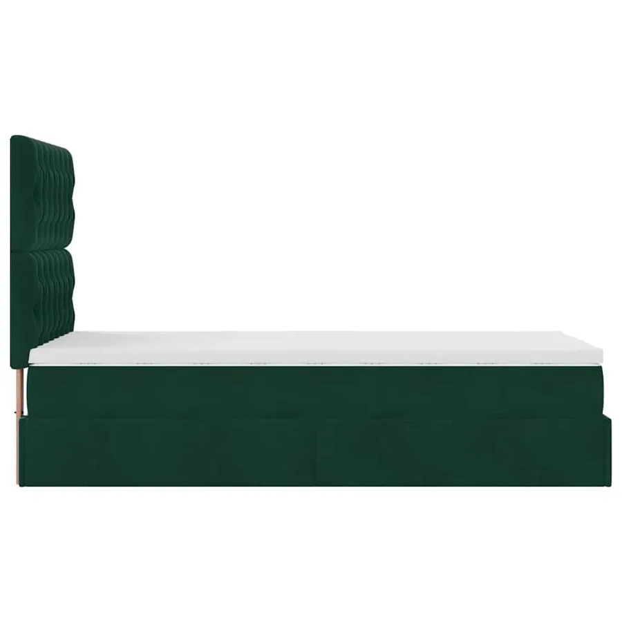 Cadre de lit ottoman avec matelas vert foncé 90x200 cm velours - 8