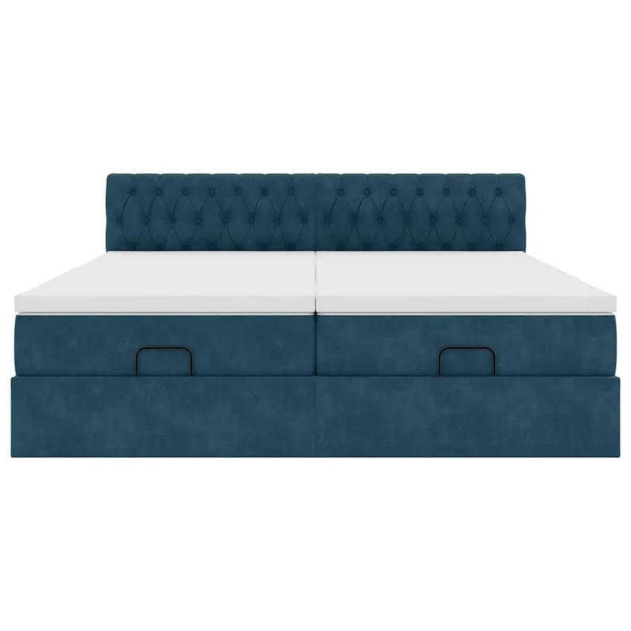 Cadre de lit ottoman avec matelas bleu foncé 200x200 cm velours - 8