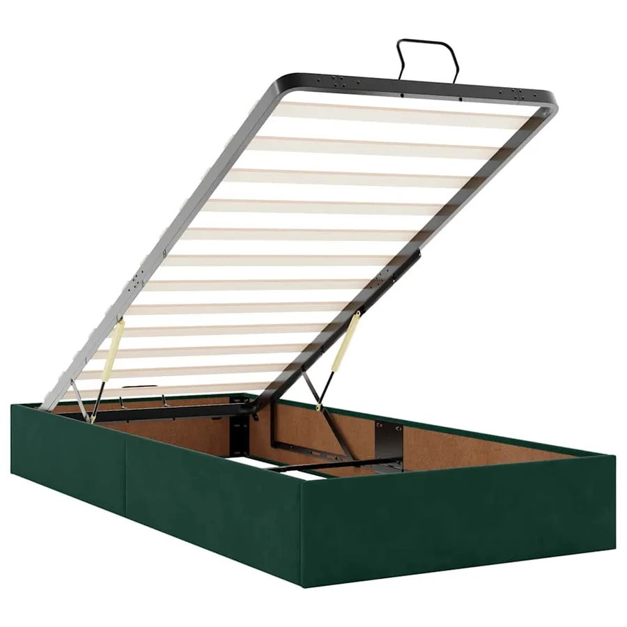 Cadre de lit ottoman sans matelas vert foncé 90x200 cm velours - 10