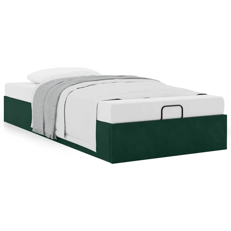 Cadre de lit ottoman sans matelas vert foncé 90x200 cm velours - 4