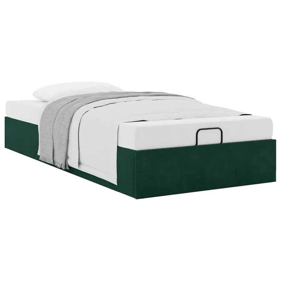 Cadre de lit ottoman sans matelas vert foncé 90x200 cm velours - 5