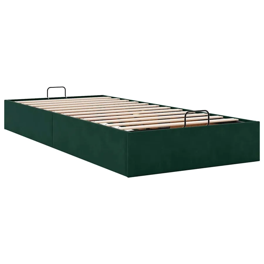 Cadre de lit ottoman sans matelas vert foncé 90x200 cm velours - 6