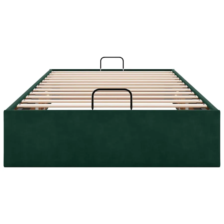 Cadre de lit ottoman sans matelas vert foncé 90x200 cm velours - 7