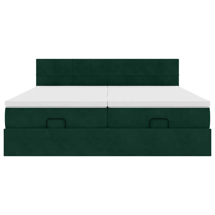 Cadre de lit ottoman avec matelas vert foncé 180x200cm velours - 8