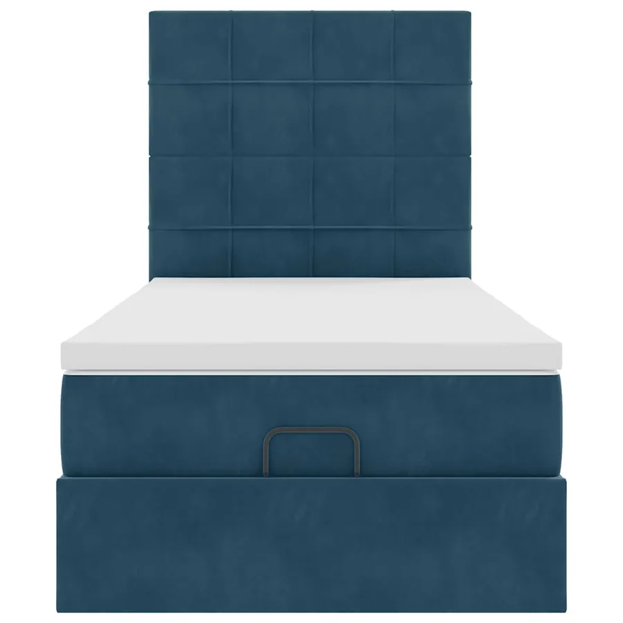 Cadre de lit ottoman avec matelas bleu foncé 100x200 cm velours - 8